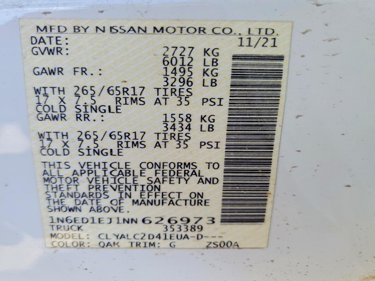 2022 Nissan Frontier SV