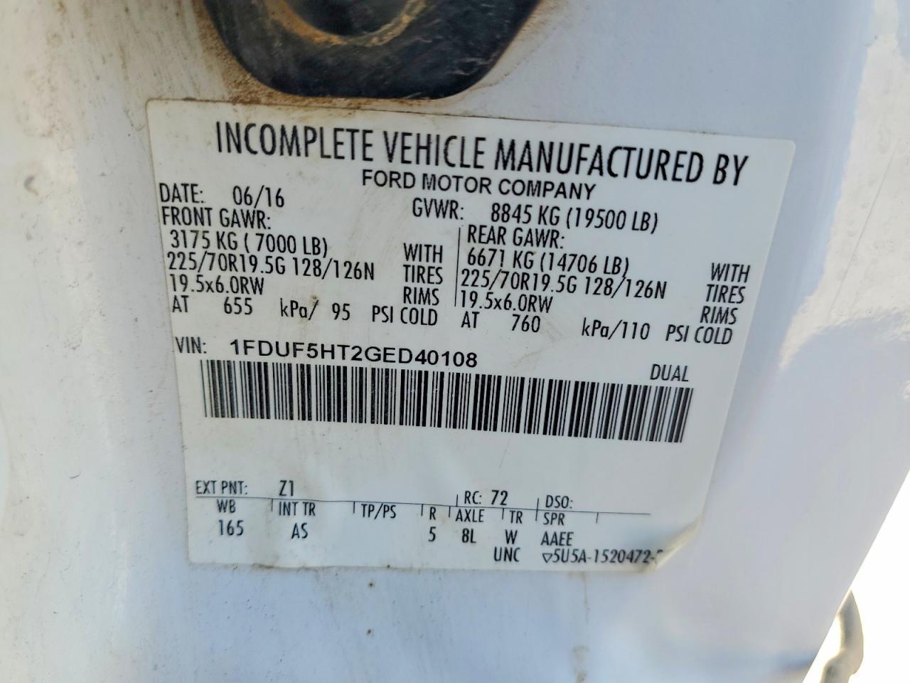 2016 Ford F550 Super Duty