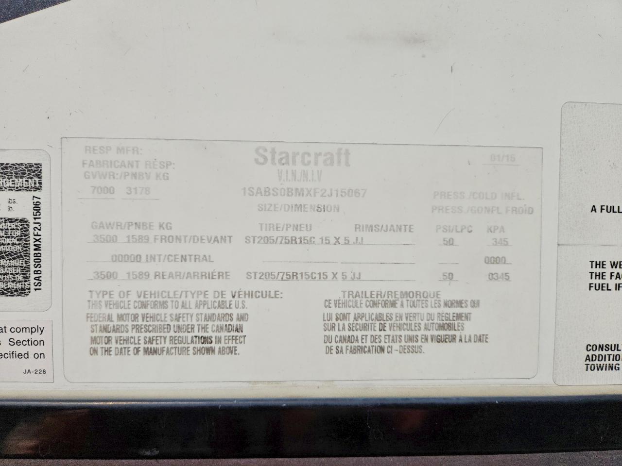 2015 Starcraft Travelstar Camper