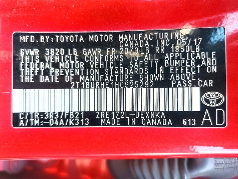 2017 Toyota Corolla le