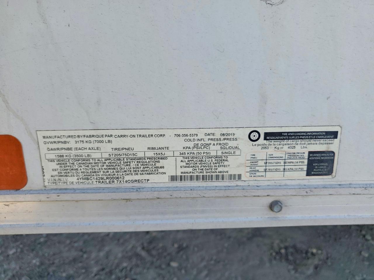 2020 Carry-On 7X14CGRECTP Enclosed Cargo Trailer