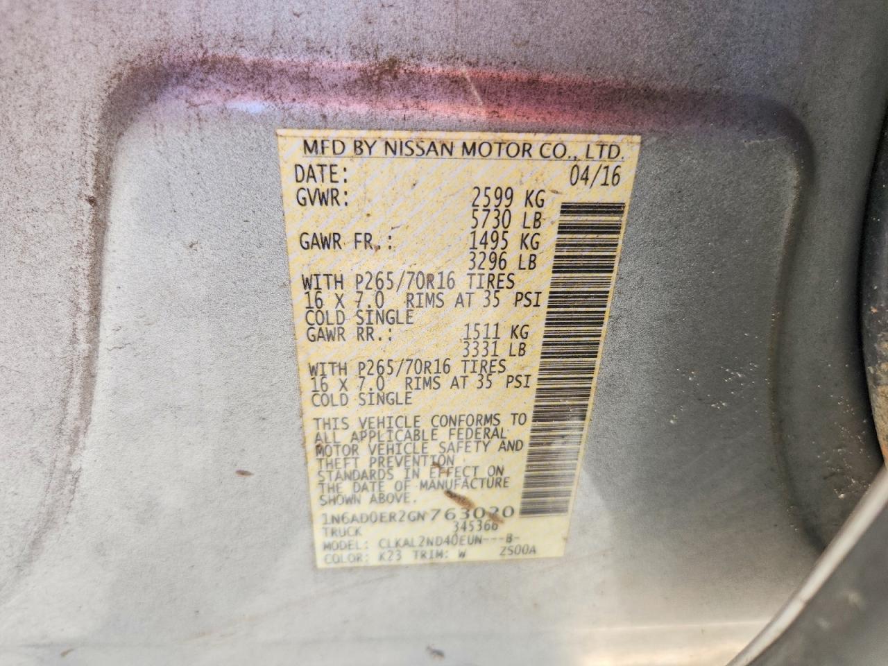 2016 Nissan Frontier SV