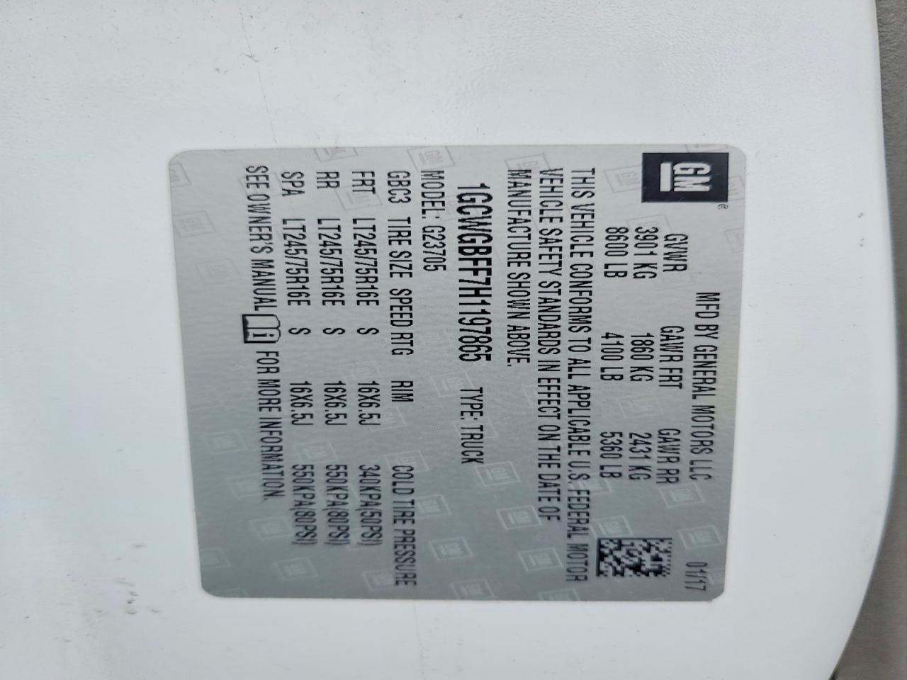 2017 Chev Express G2500