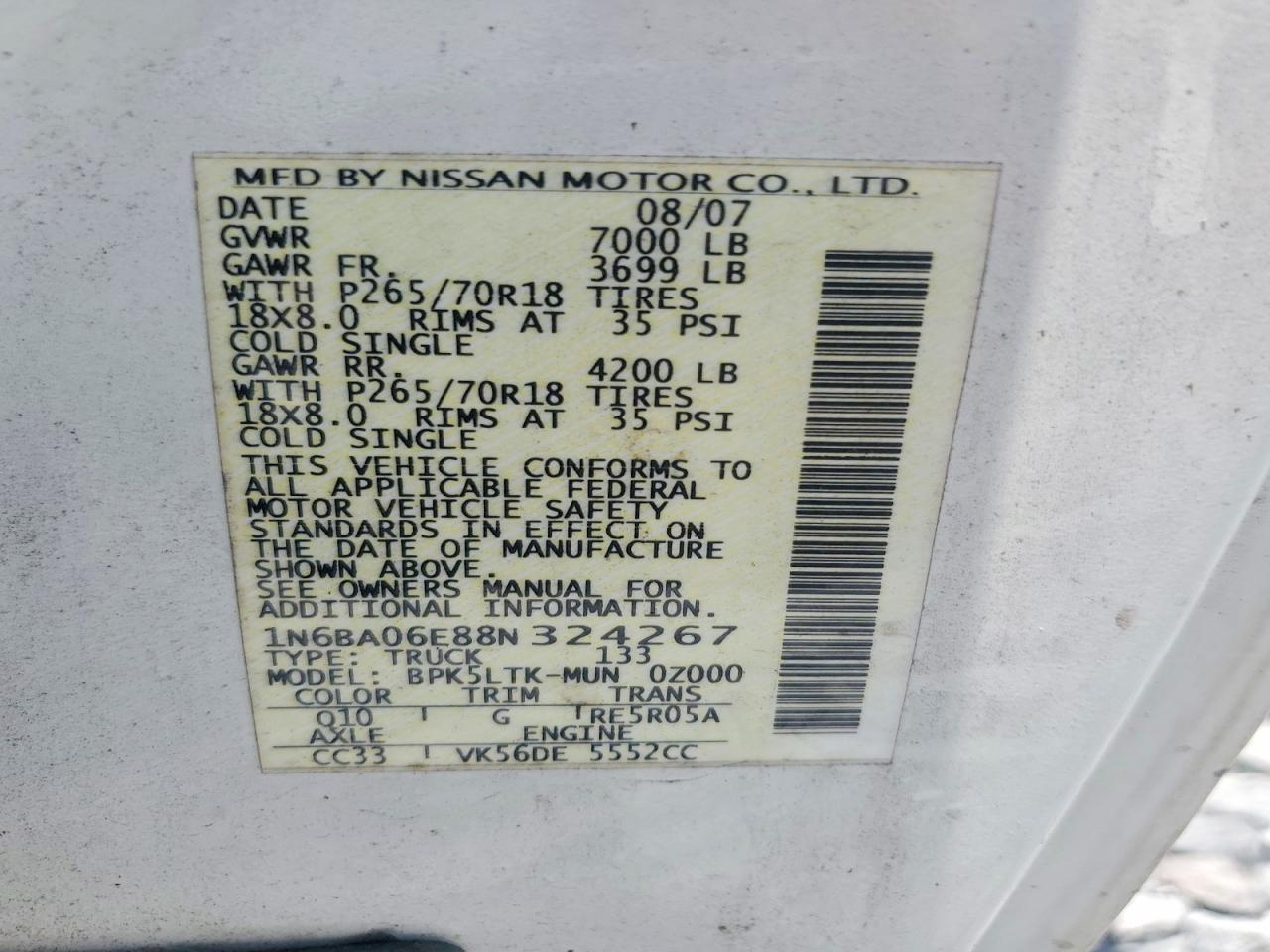 2008 Nissan Titan XE FFV