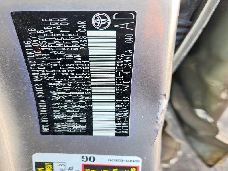 2016 Toyota Corolla le