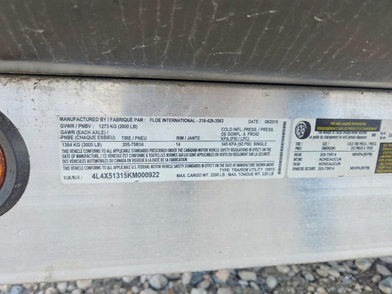 2019 Floe Utility Trailer