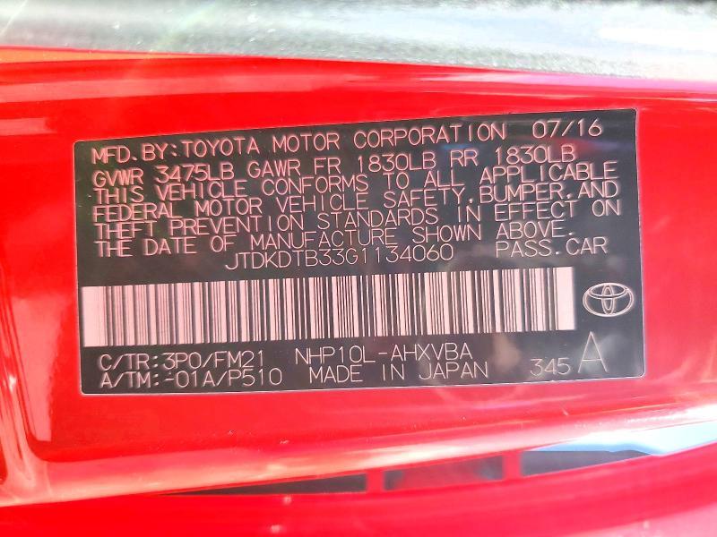 2016 Toyota Prius c two