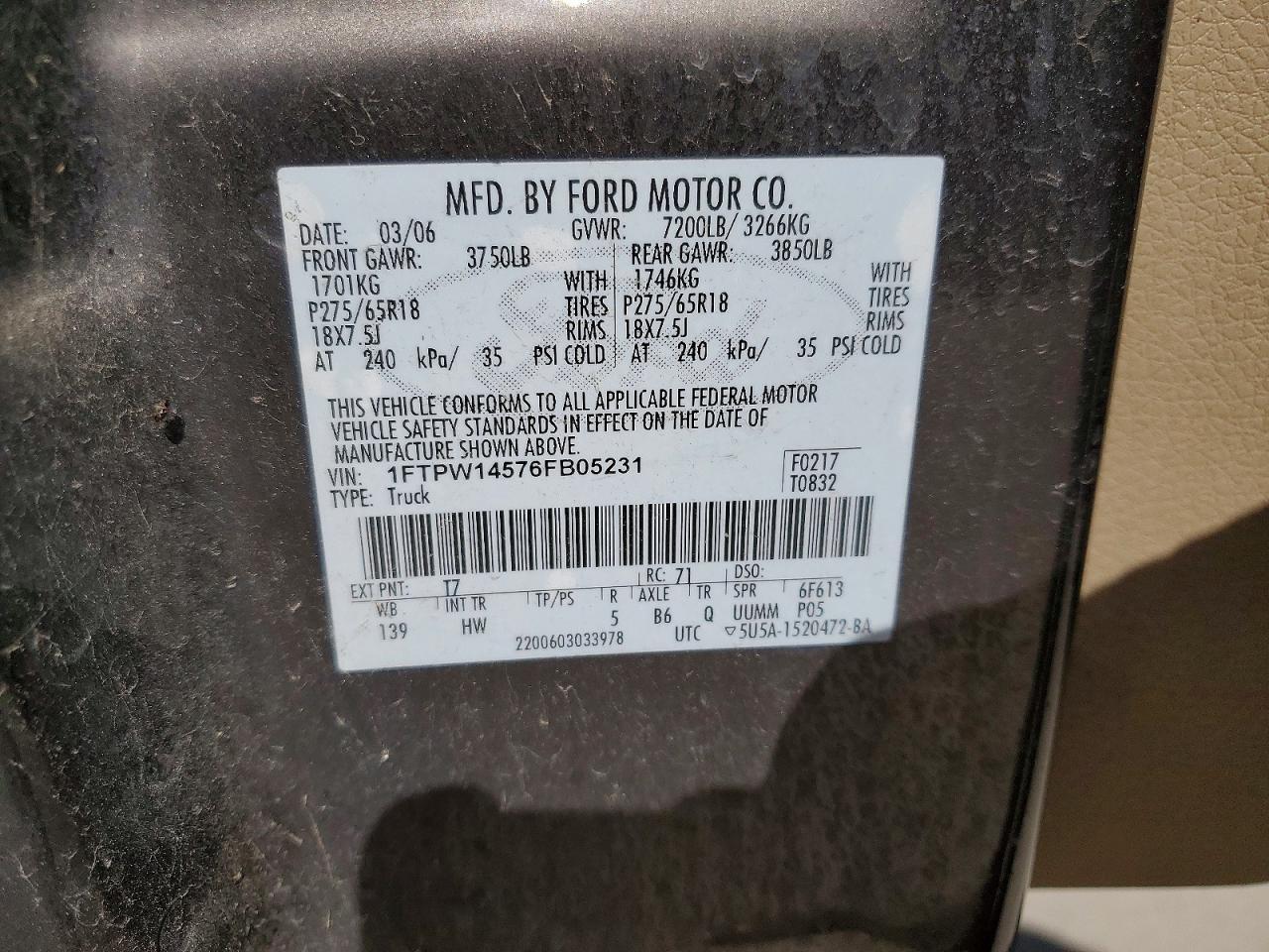 2006 Ford F150 Supercrew