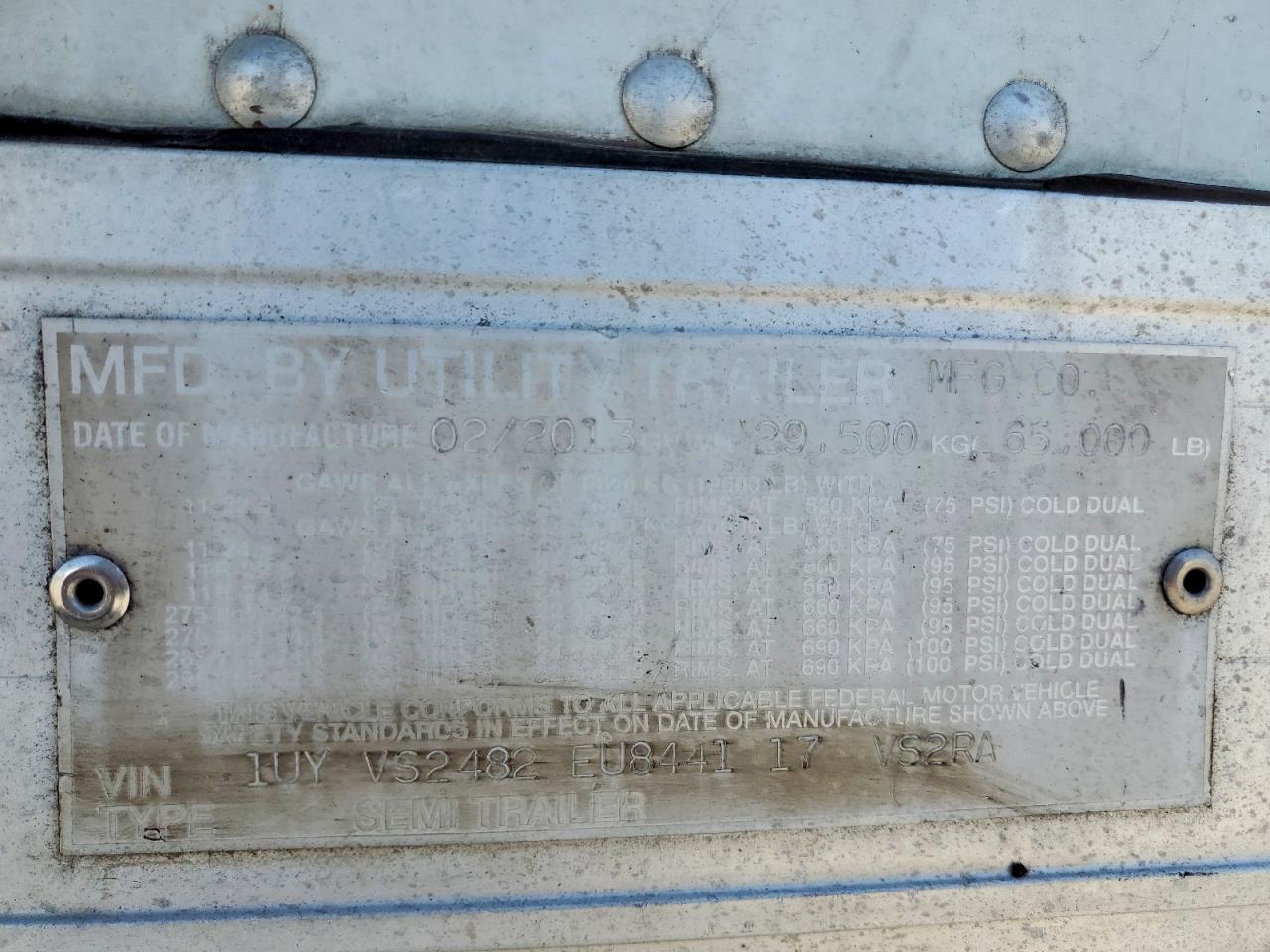 2014 Utility VS2RA Refrigerated Van Trailer