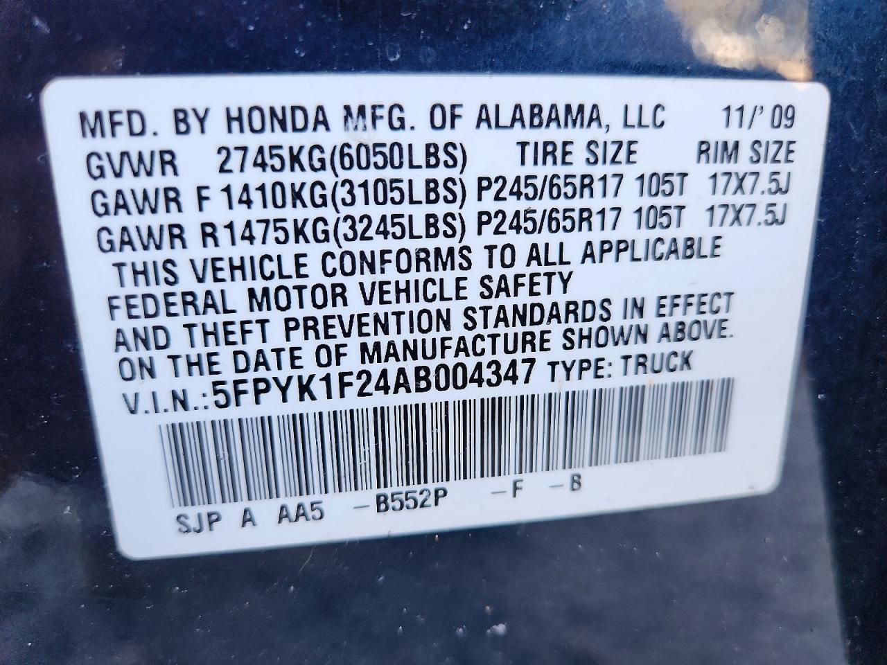 2010 Honda Ridgeline RT