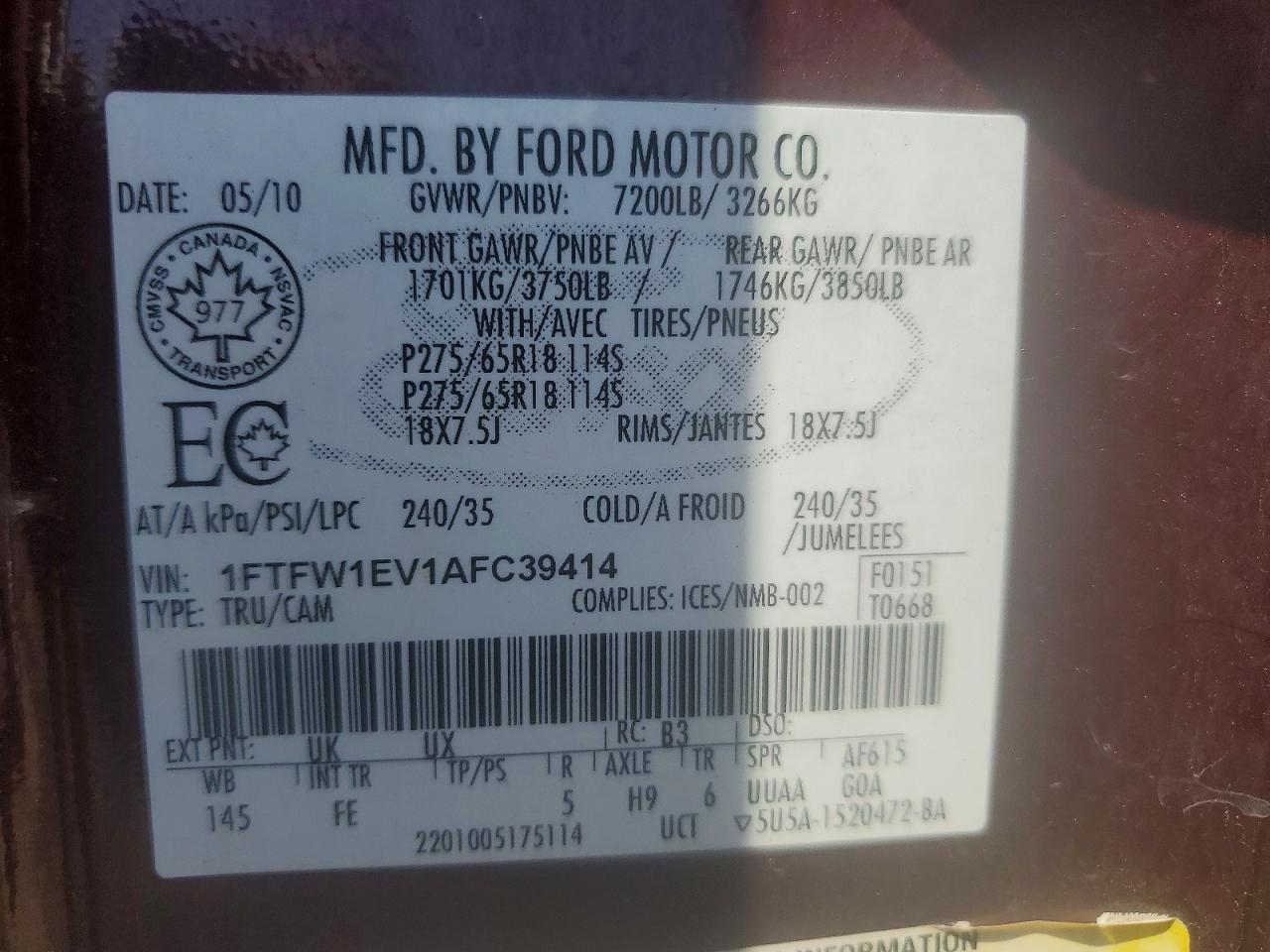 2010 Ford F150 Supercrew