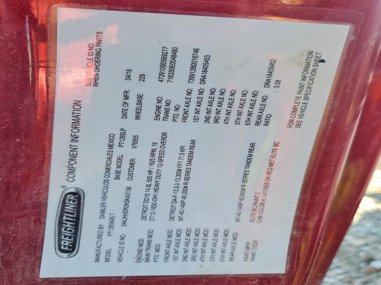 2019 Freigliner 2019 Frht Cascadia