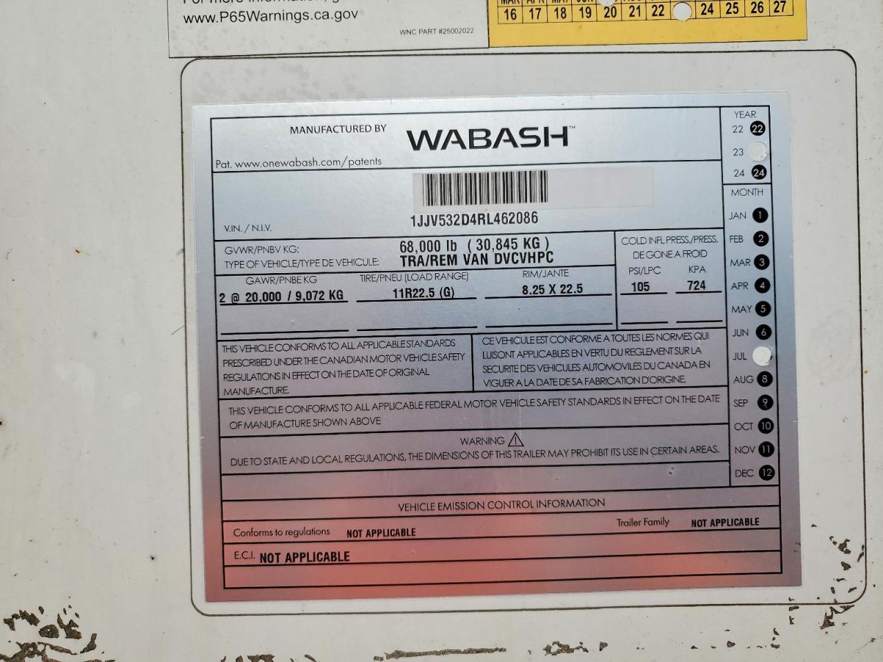 2024 Wabash SH Dvcvhpc DRY Van Trailer