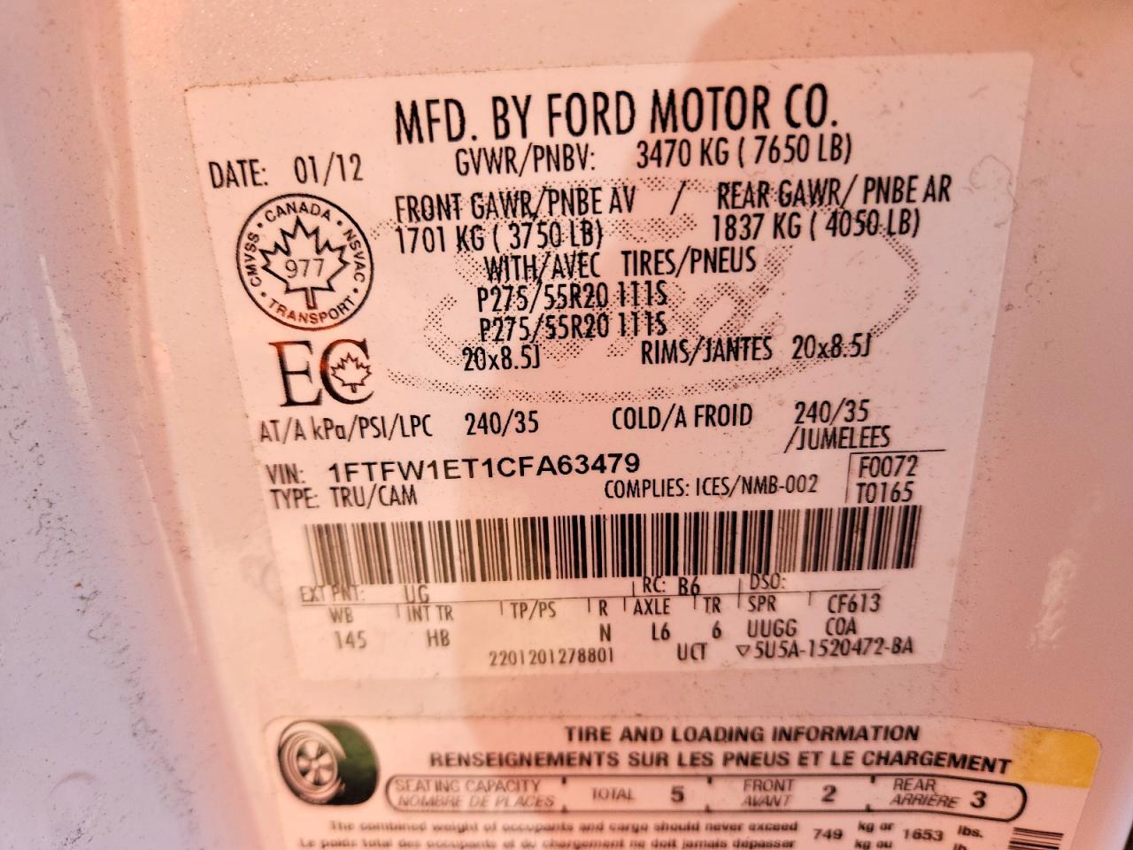 2012 Ford F150 Supercrew