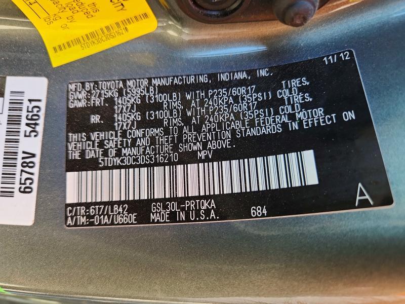 2013 Toyota Sienna xle 8-passenger