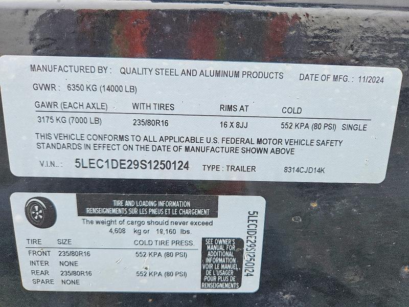 2025 Quality Steel 8314CJD14K Dump Trailer