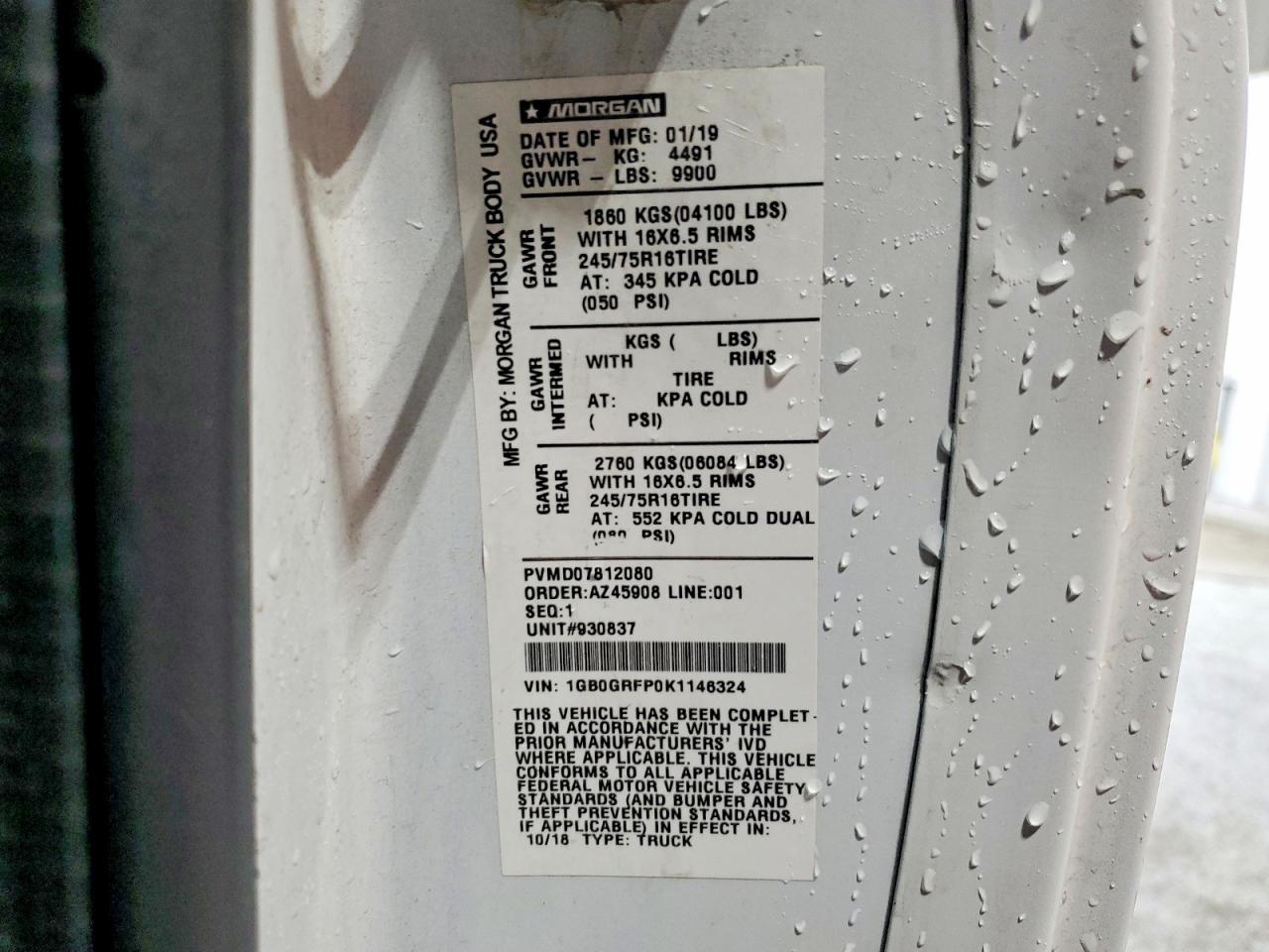 2019 Chevrolet Express Delivery Truck