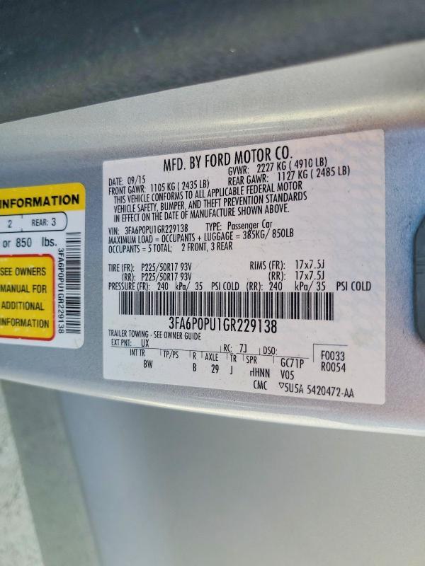 2016 Ford Fusion se Phev