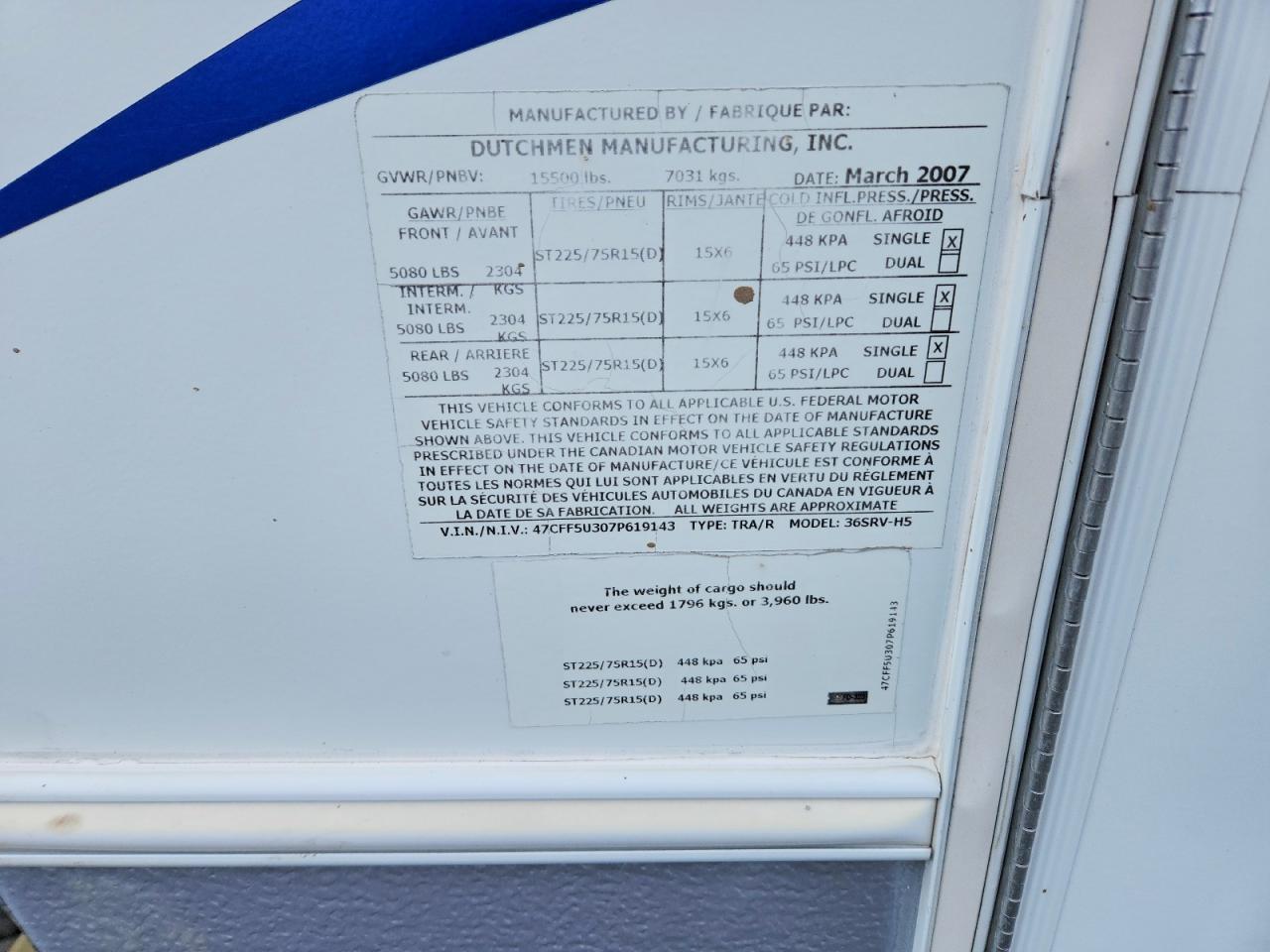 2007 Dutchmen Travel Trailer