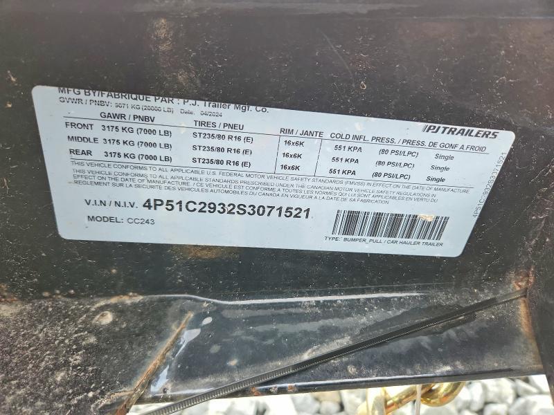 2025 PJ CC243 Equipment Trailer