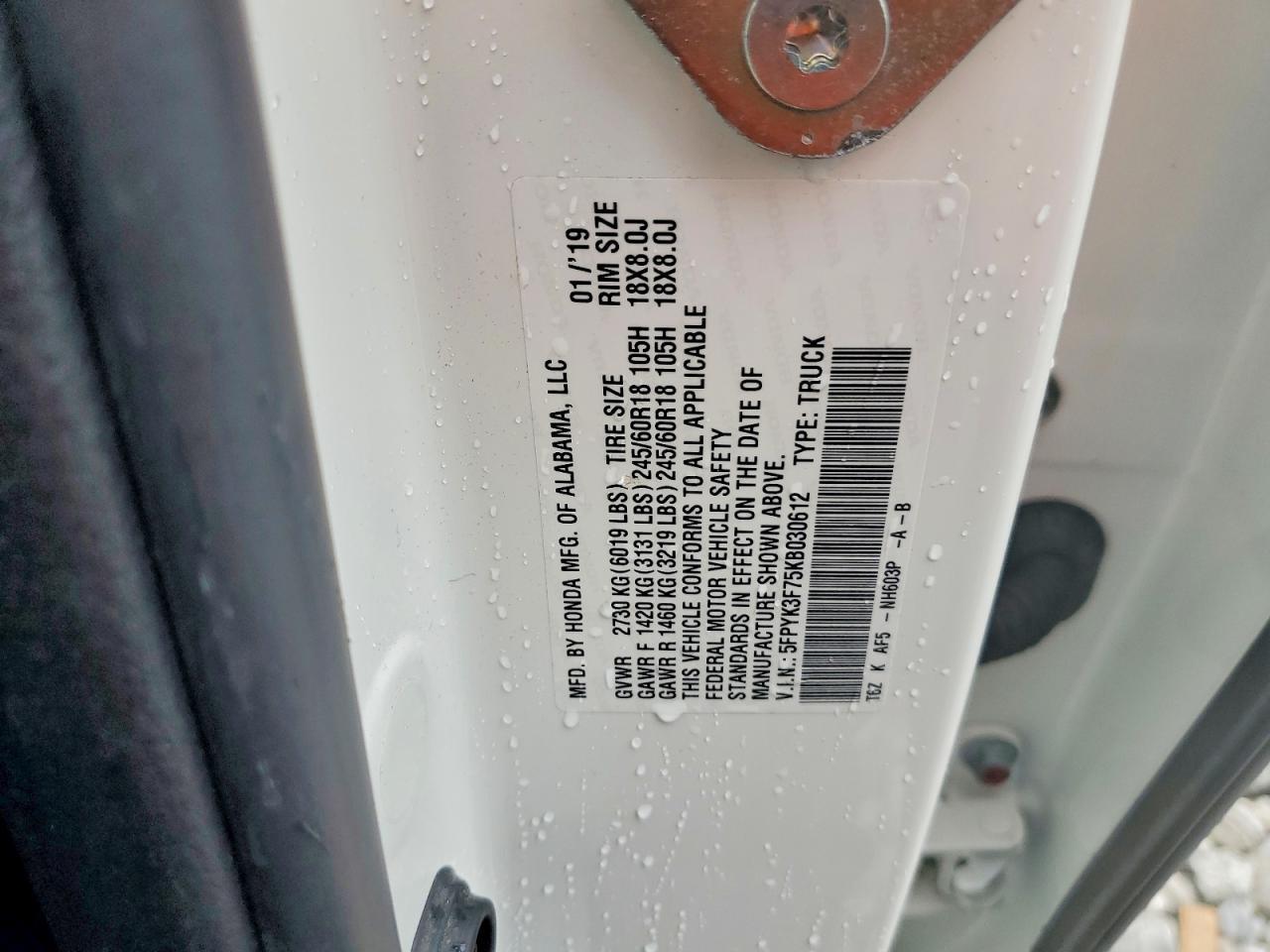 2019 Honda Ridgeline RTL