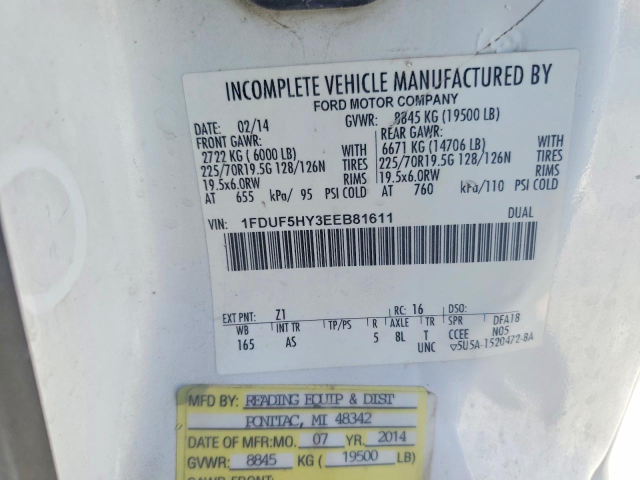 2014 Ford F550 Super Duty Truck Cab AND Chassis
