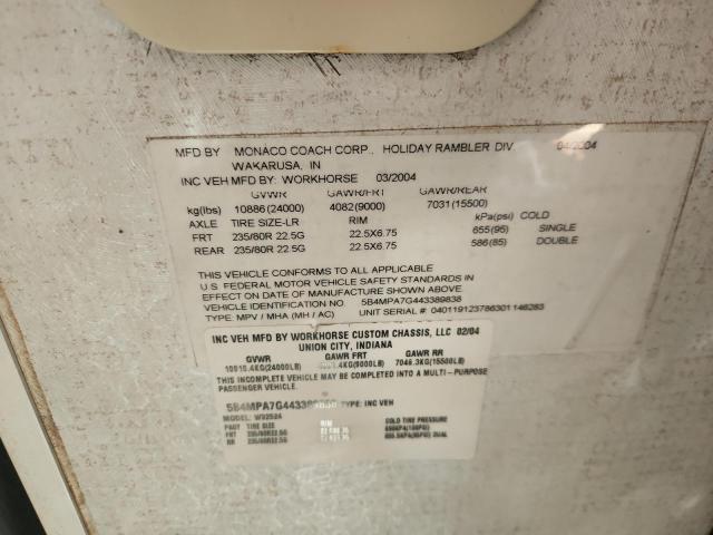 2004 Holiday Rambler 2004 Workhorse Motorhome Chassis RV
