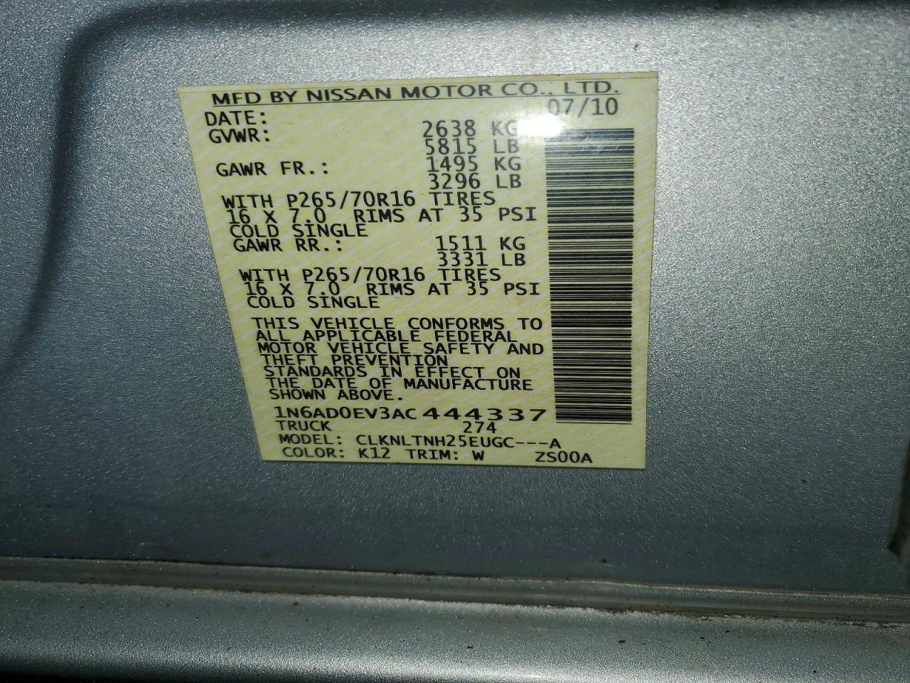 2010 Nissan Frontier SE V6