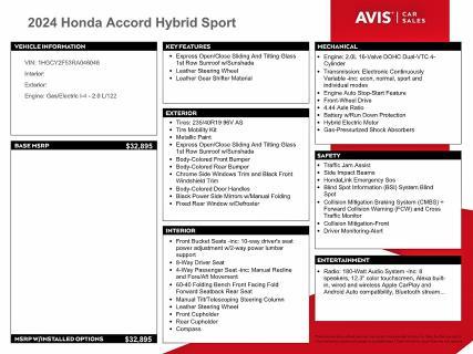 2024 Honda Accord Hybrid Sport