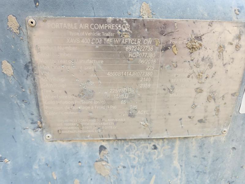 2018 Atlascopco 2018 Atlas Copco Xavs 400CD8 AIR Compressor