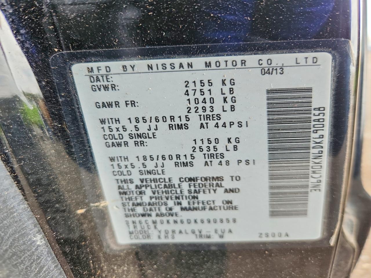 2013 Niss AN NV200 Delivery Van