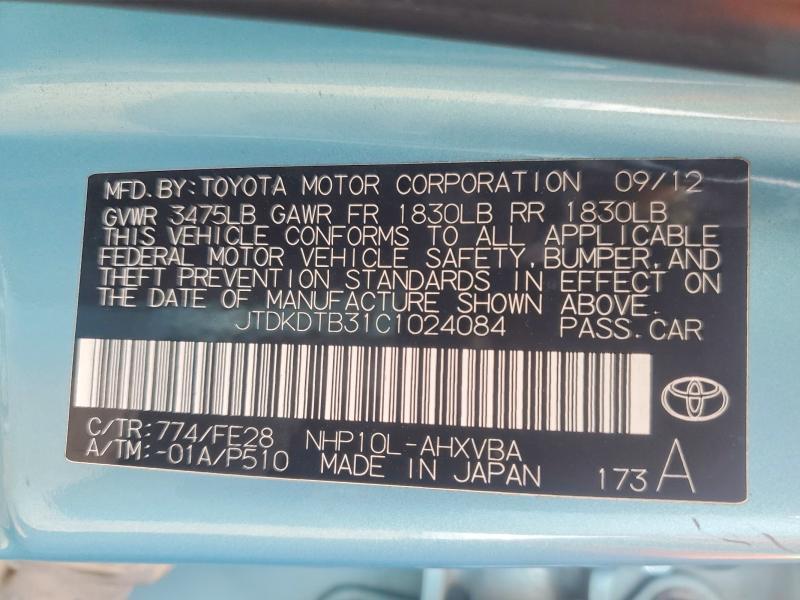 2012 Toyota Prius c one