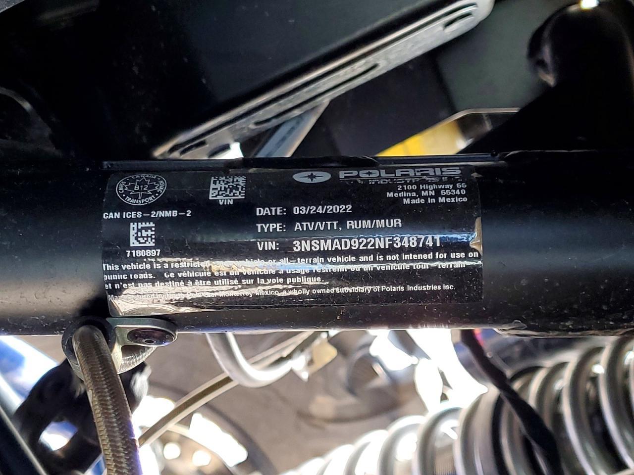 2022 Polaris RZR Utility Vehicle