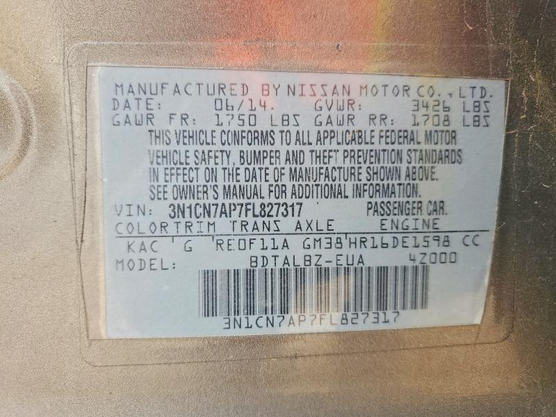 2015 Nissan Versa 1.6 sv