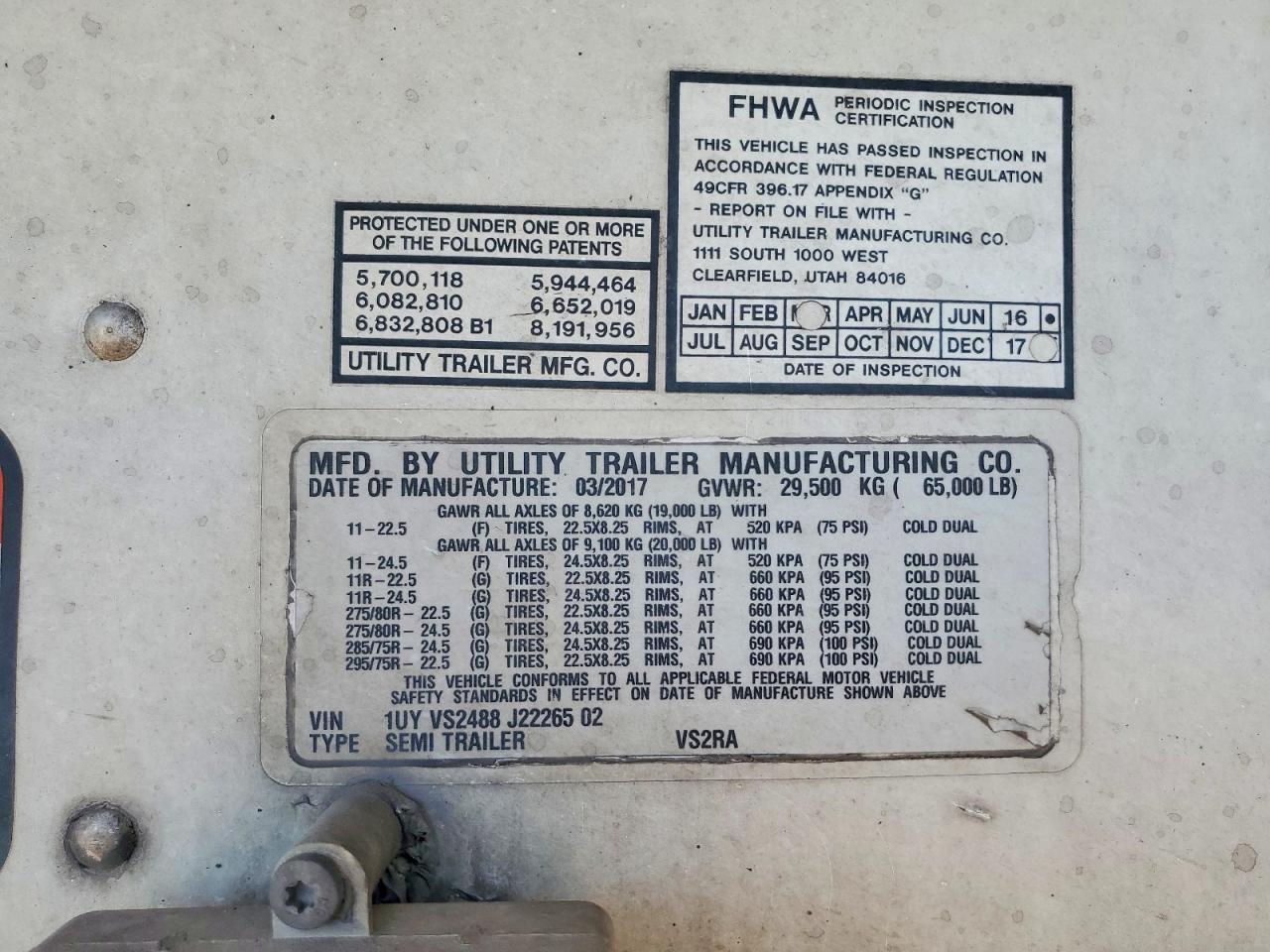 2018 Utility VS2RA Refrigerated Van Trailer
