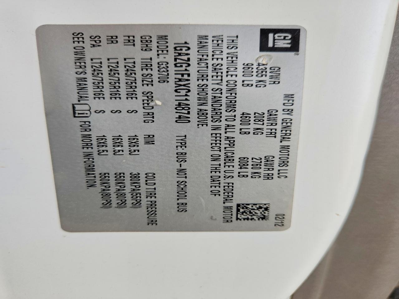 2012 Chevrolet Express G3500 LT