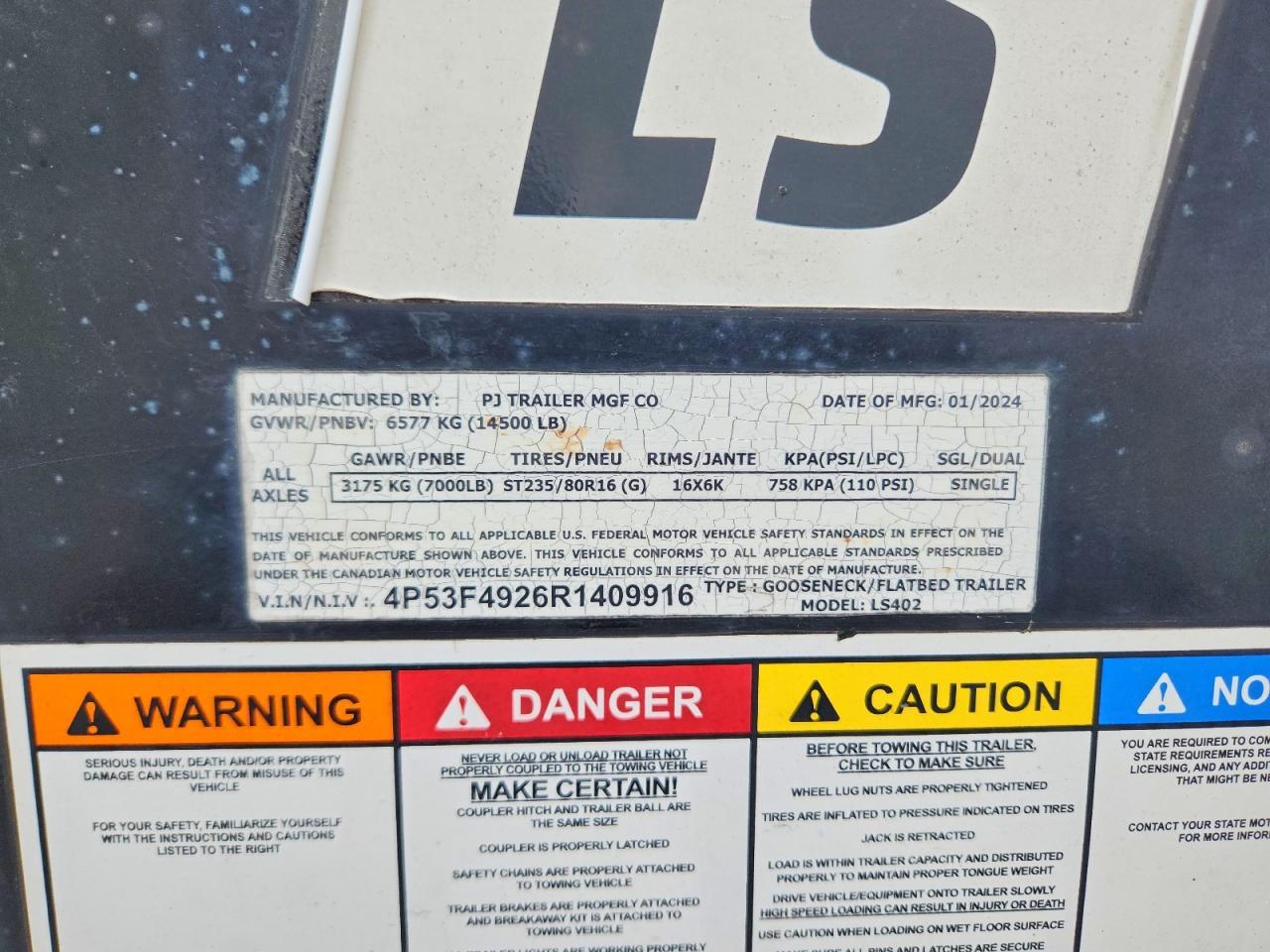 2024 PJ LS402 Flatbed Trailer