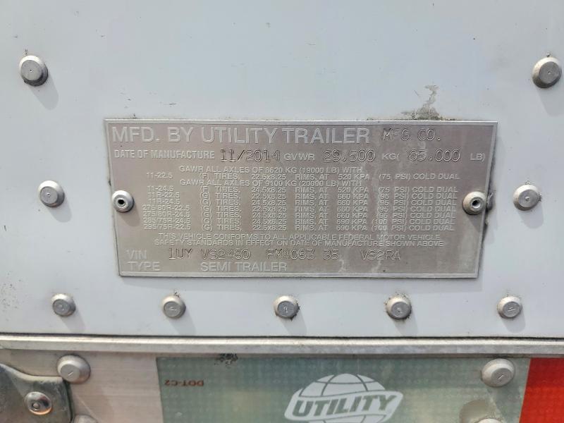 2015 Utility VS2RA Refrigerated Van Trailer