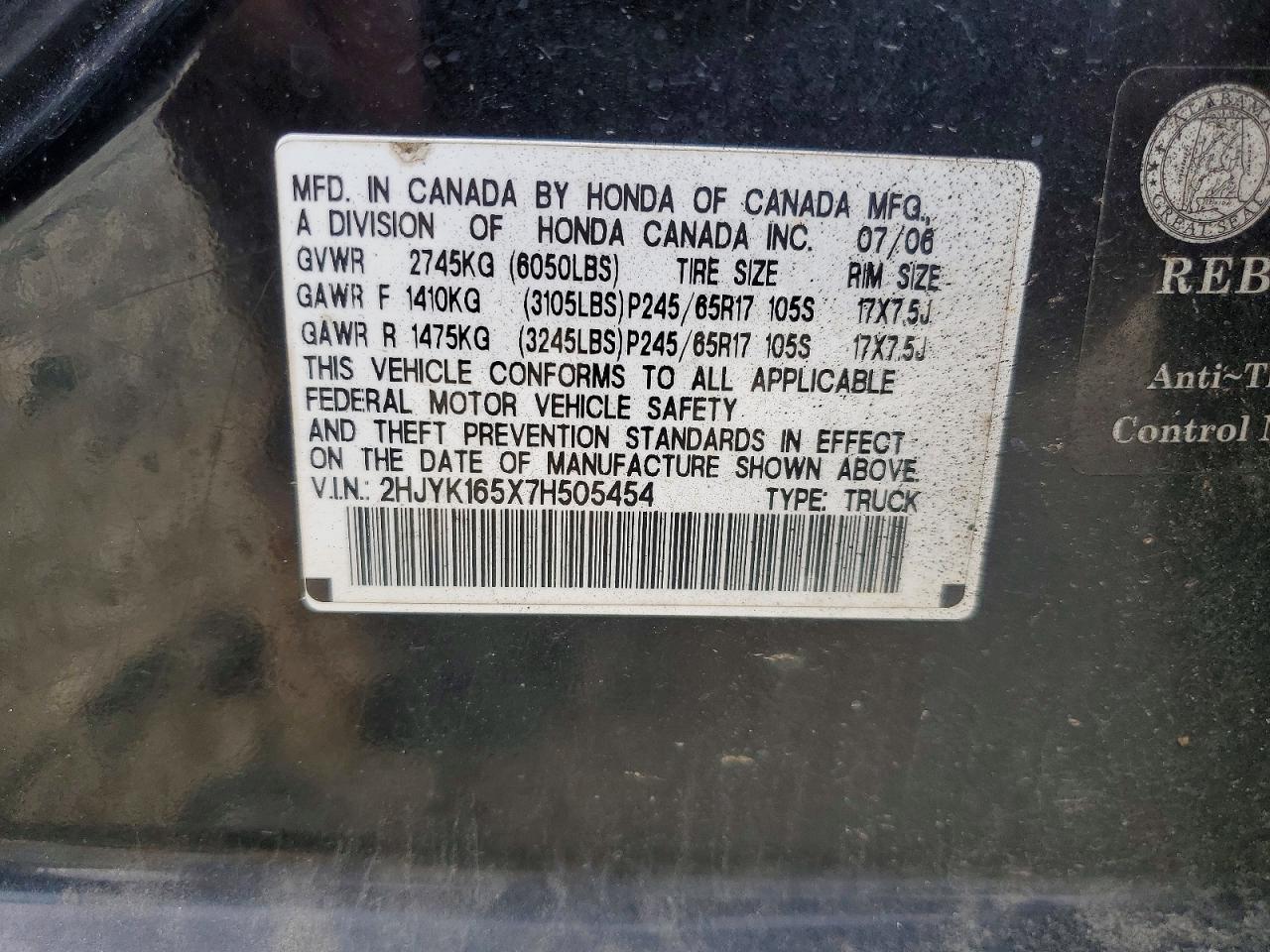 2007 Honda Ridgeline RTL