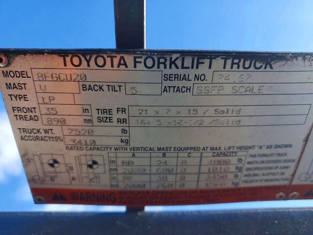 2015 Toyota Na-20 Forklift