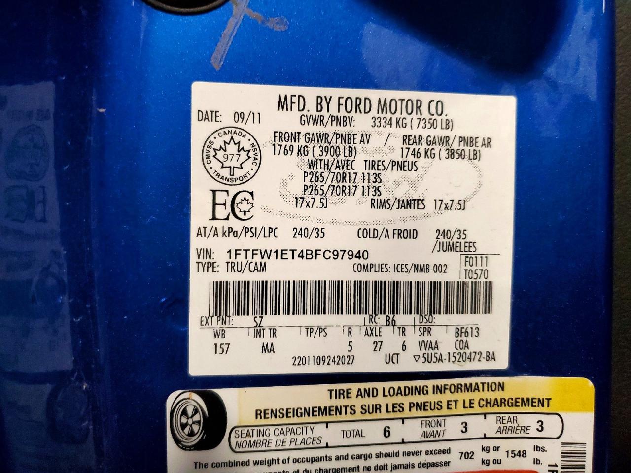 2011 Ford F150 Supercrew