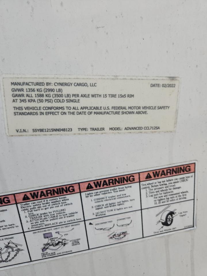 2022 Cynergy Cargo Advanced CCL712SA Enclosed Cargo Trailer