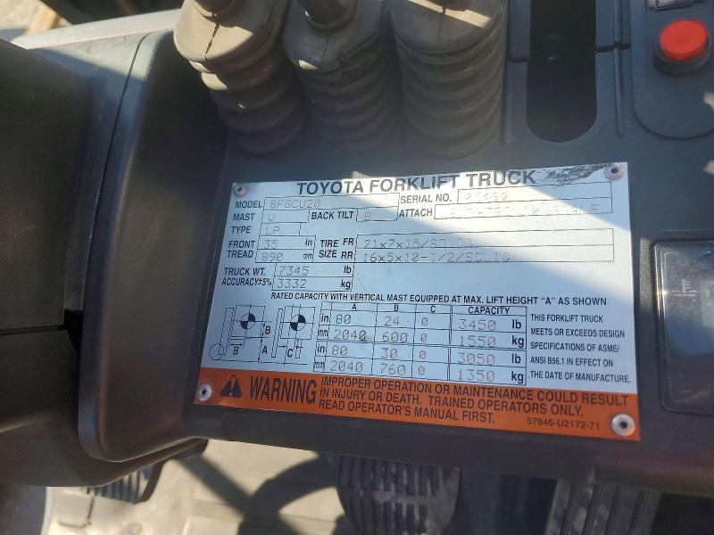 2016 Toyota 8FGCU20 Forklift