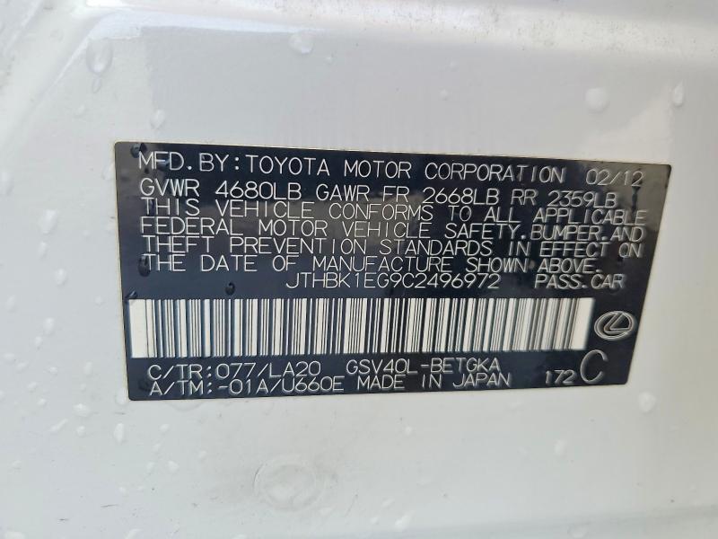 2012 Lexus Es 350 Base