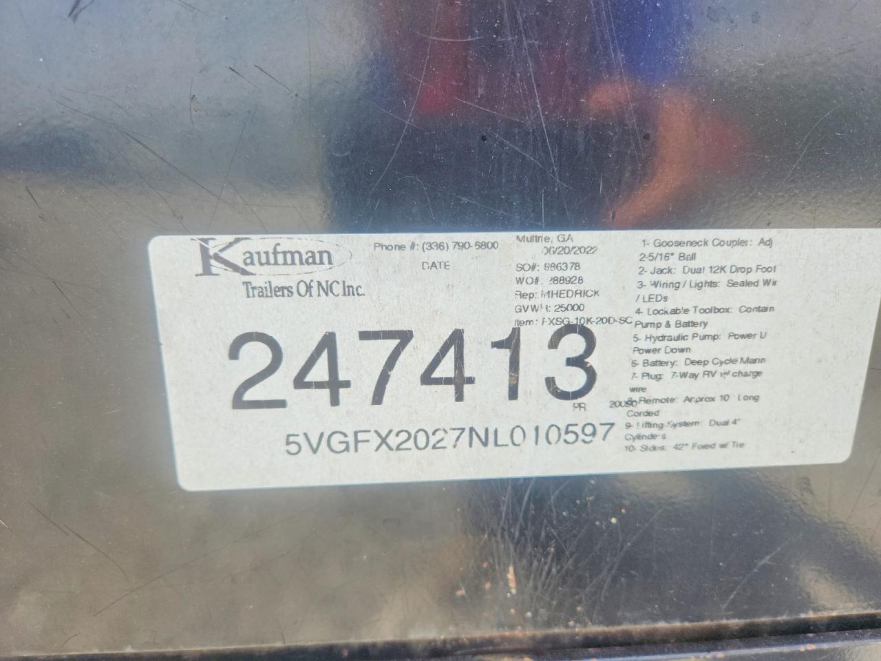 2023 Kauffman Trailers 7X20 Gooseneck Dump