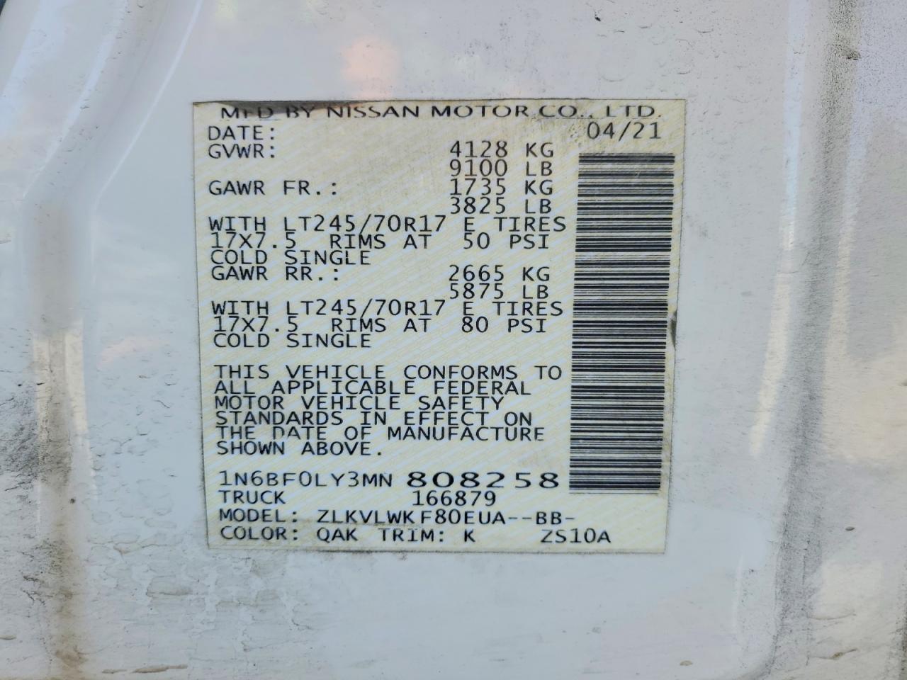 2021 Nissan NV 2500 HD S