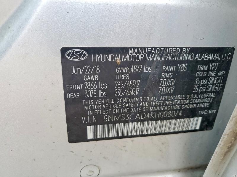 2019 Hyundai Santa fe sel 2.4l