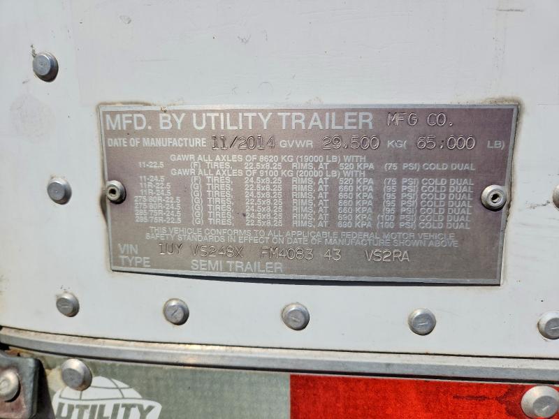 2015 Utility VS2RA Refrigerated Van Trailer