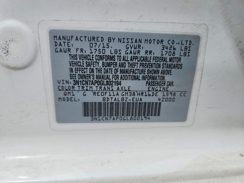 2016 Nissan Versa 1.6 sv