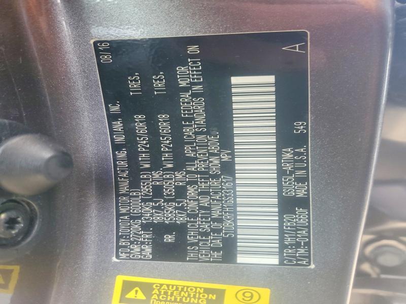 2016 Toyota Highlander le